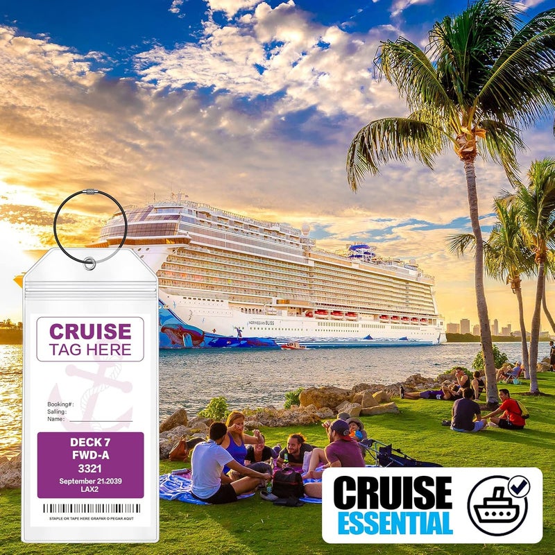 Maloun Cruise Luggage Tags for Carnival, MSC, Costa, NCL & Princess Cruise Ships, 6Pack Clear Tags Zip Seal Reusable Cruise Travel Essentials for 2025-2026 - Image 3